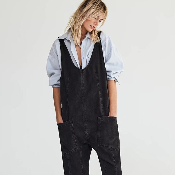 Free People We The Free High Roller Jumpsuit | Mineral Black | XS | Denim - Picture 5 of 5
